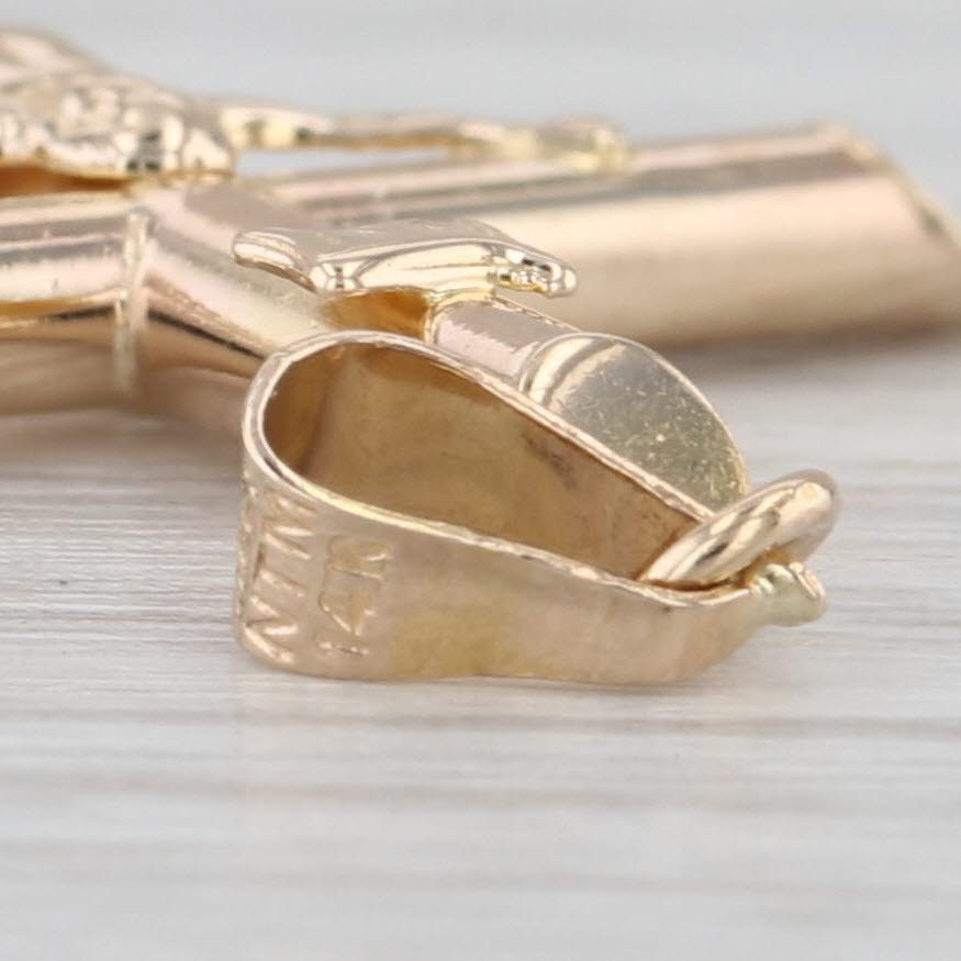 Jesus on the Cross Crucifix Pendant 14k Yellow Gold Estate Religious Figural