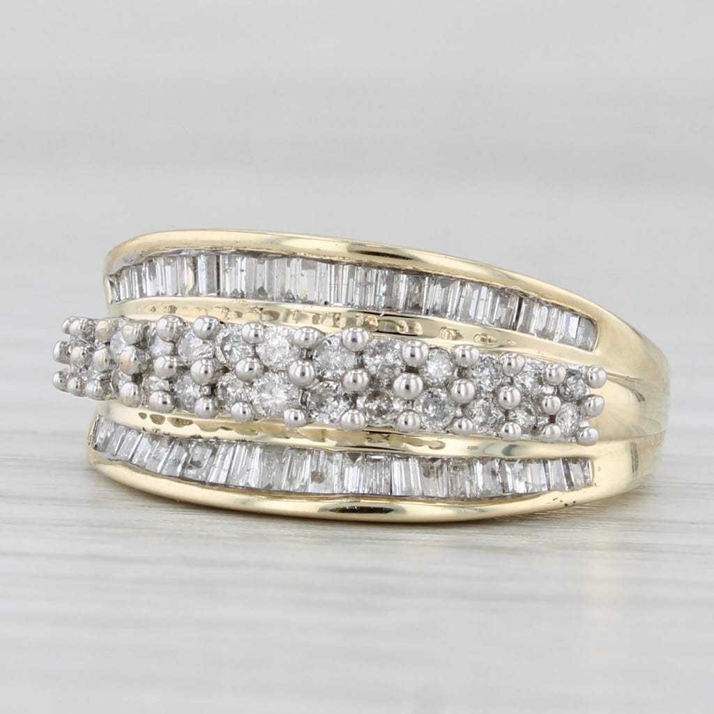 Light Gray 0.64ctw Diamond Cluster Ring 10k Yellow Gold Size 5.5 Anniversary Band