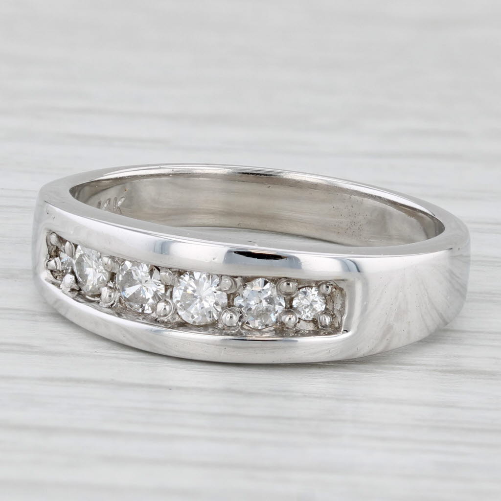 Light Gray 0.40ctw Diamond Men's Wedding Band 14k White Gold Size 10-10.25 Ring AS IS