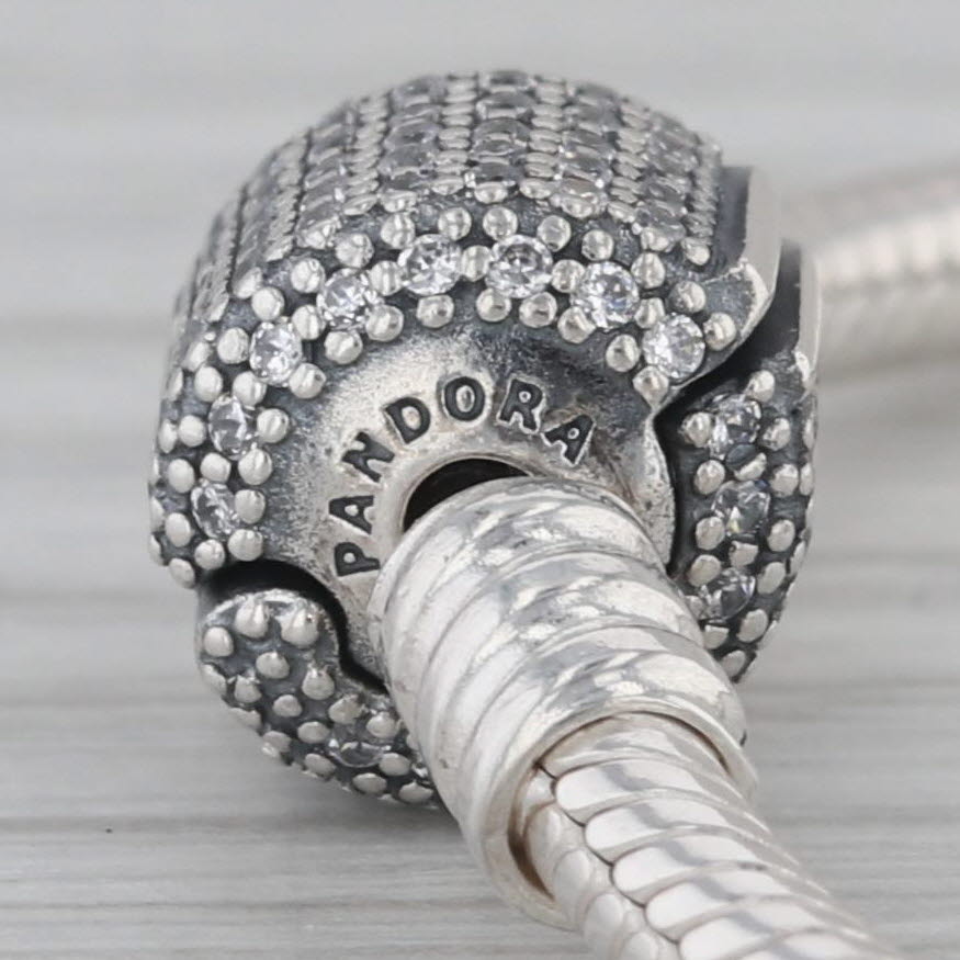 Gray Authentic Pandora Signature Pave Clasp Bracelet Sterling Silver 7.1" 590723CZ