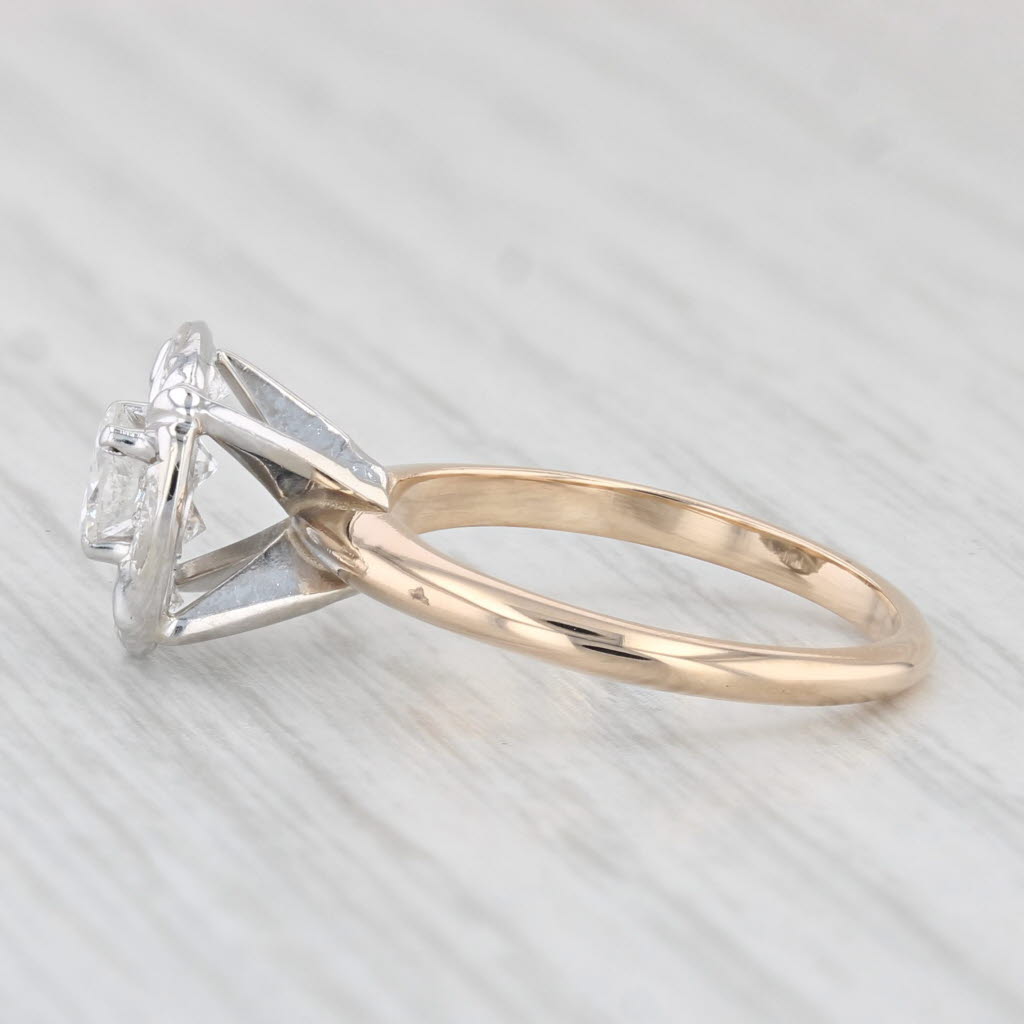 Light Gray Vintage 0.96ctw Diamond Engagement Ring 14k Gold Size 5 Round Brilliant Cluster