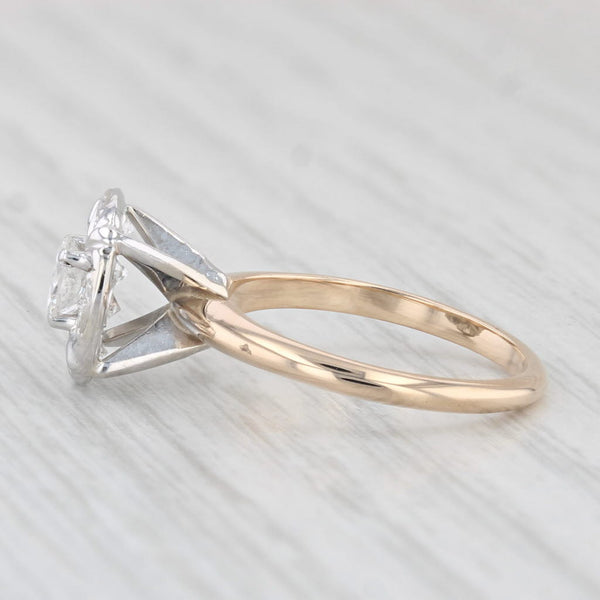 Vintage 0.96ctw Diamond Engagement Ring 14k Gold Size 5 Round Brilliant Cluster