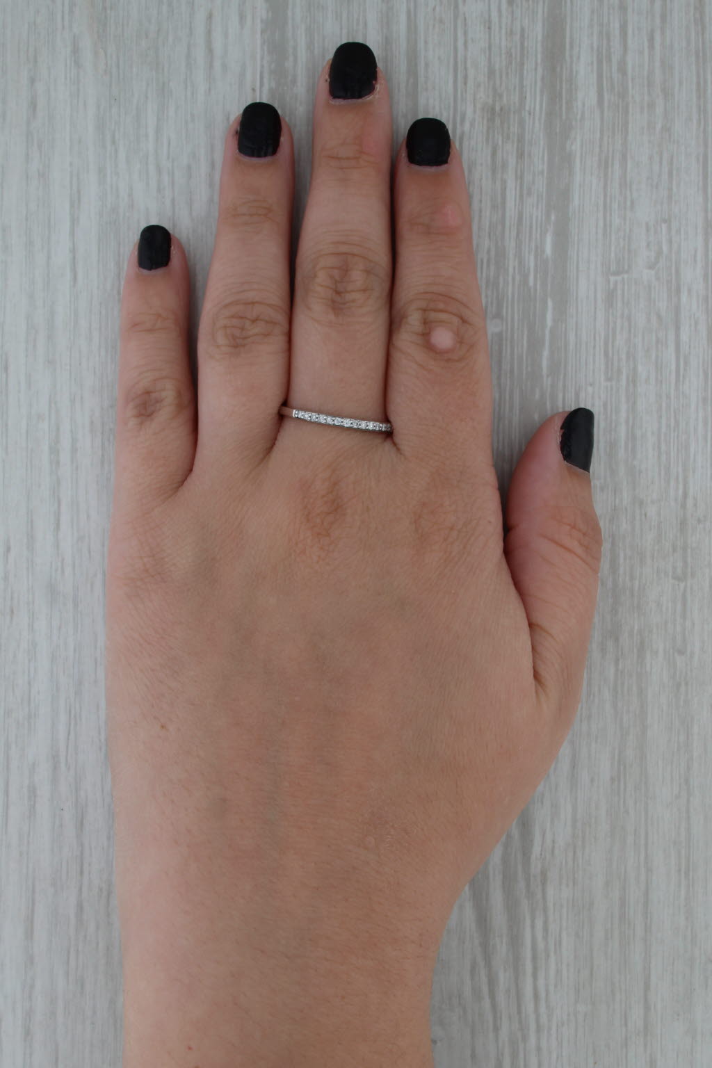 0.10ctw Diamond Wedding Band 10k White Gold Stackable Bridal Ring Size 11
