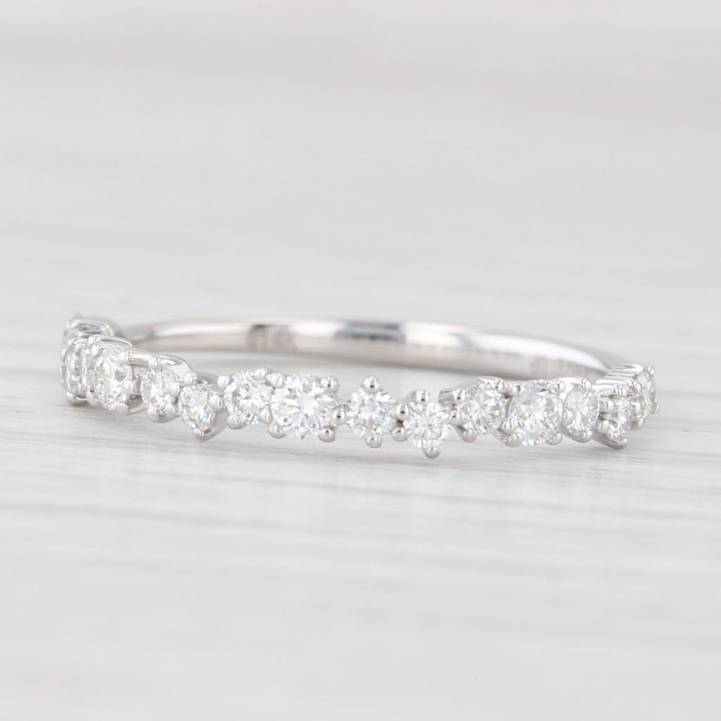 Light Gray New 0.38ctw Diamond Wedding Band 14k White Gold Stackable Anniversary Ring 6.5