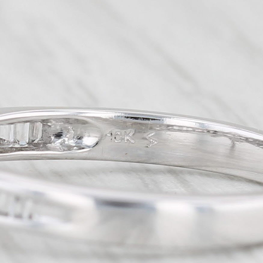 Light Gray 0.18ctw Marquise Diamond Engagement Ring 10k White Gold Size 7