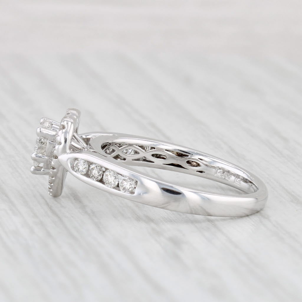 Light Gray 0.56ctw Diamond Heart Halo Ring 14k White Gold Size 5.5 Engagement