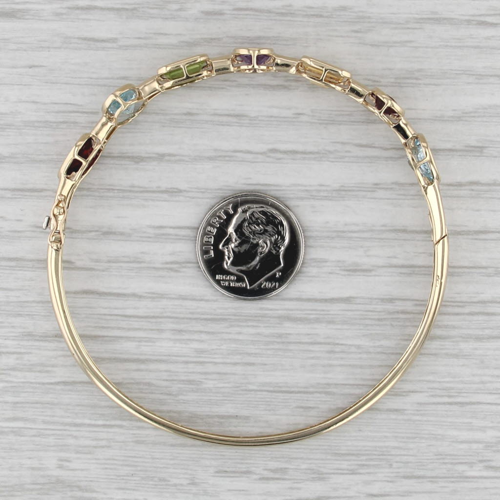 6.39ctw Gemstone Bangle Bracelet 14k Gold Topaz Garnet Citrine Amethyst Peridot