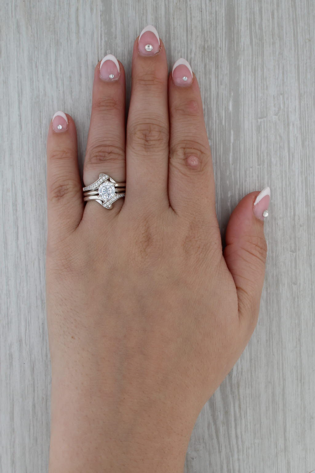 1.43ctw Cubic Zirconia Engagement Ring Wedding Guard Sterling Silver Size 6