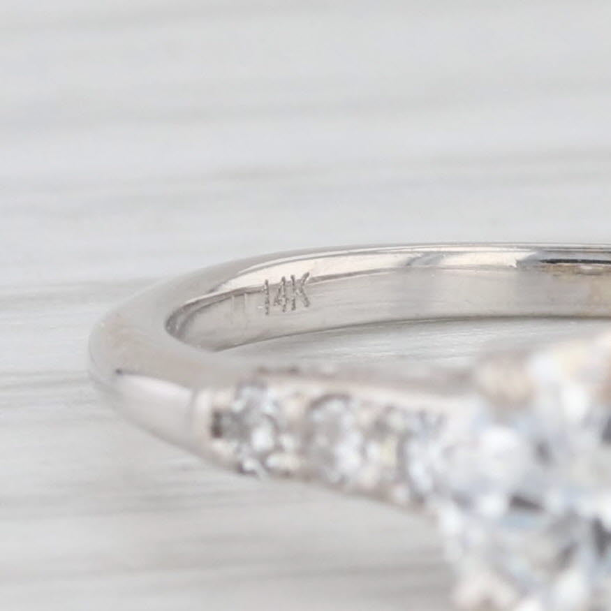 Light Gray Vintage 0.78ct Round Diamond Engagement Ring 14k White Gold Size 5.5 GIA