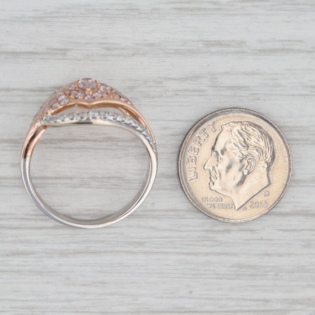 Gray 0.87ctw Diamond Bypass Teardrop Ring 18k White Rose Gold Size 8