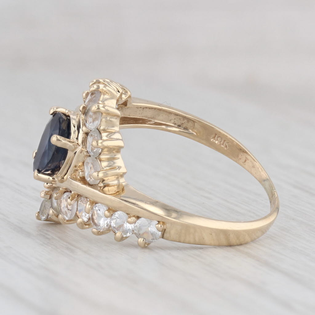 Light Gray 2.30ctw Blue White Sapphire Bypass Ring 10k Yellow Gold Size 7