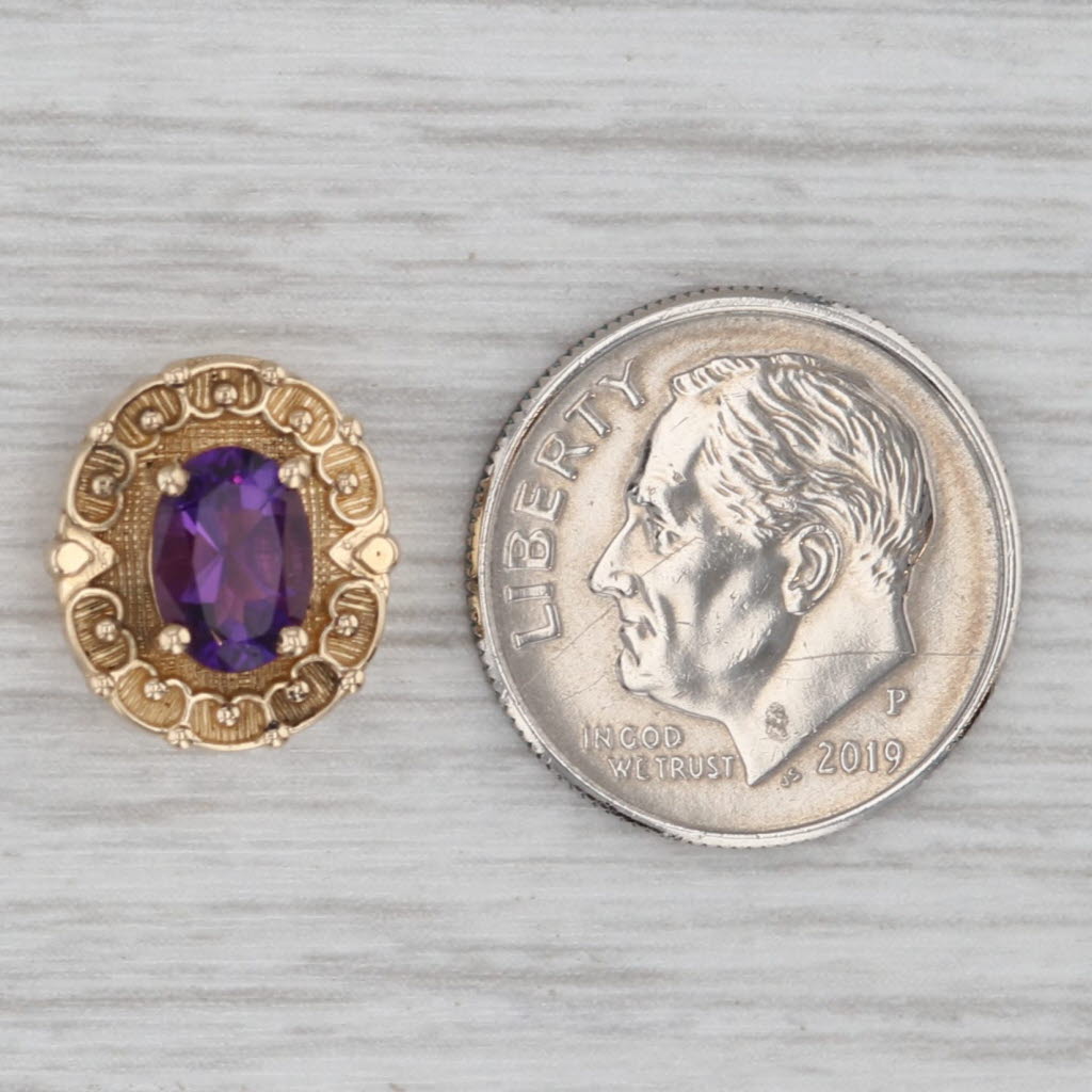 Gray 0.70ct Amethyst Solitaire Slide Bracelet Charm 14k Yellow Gold Richard Glatter