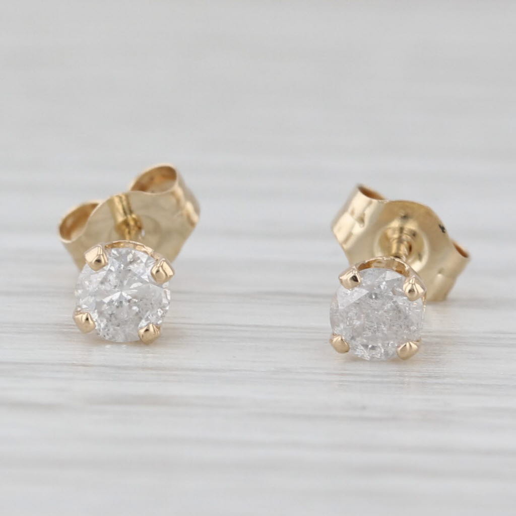 Light Gray 0.33ctw Diamond Round Brilliant Solitaire Stud Earrings 14k Yellow Gold