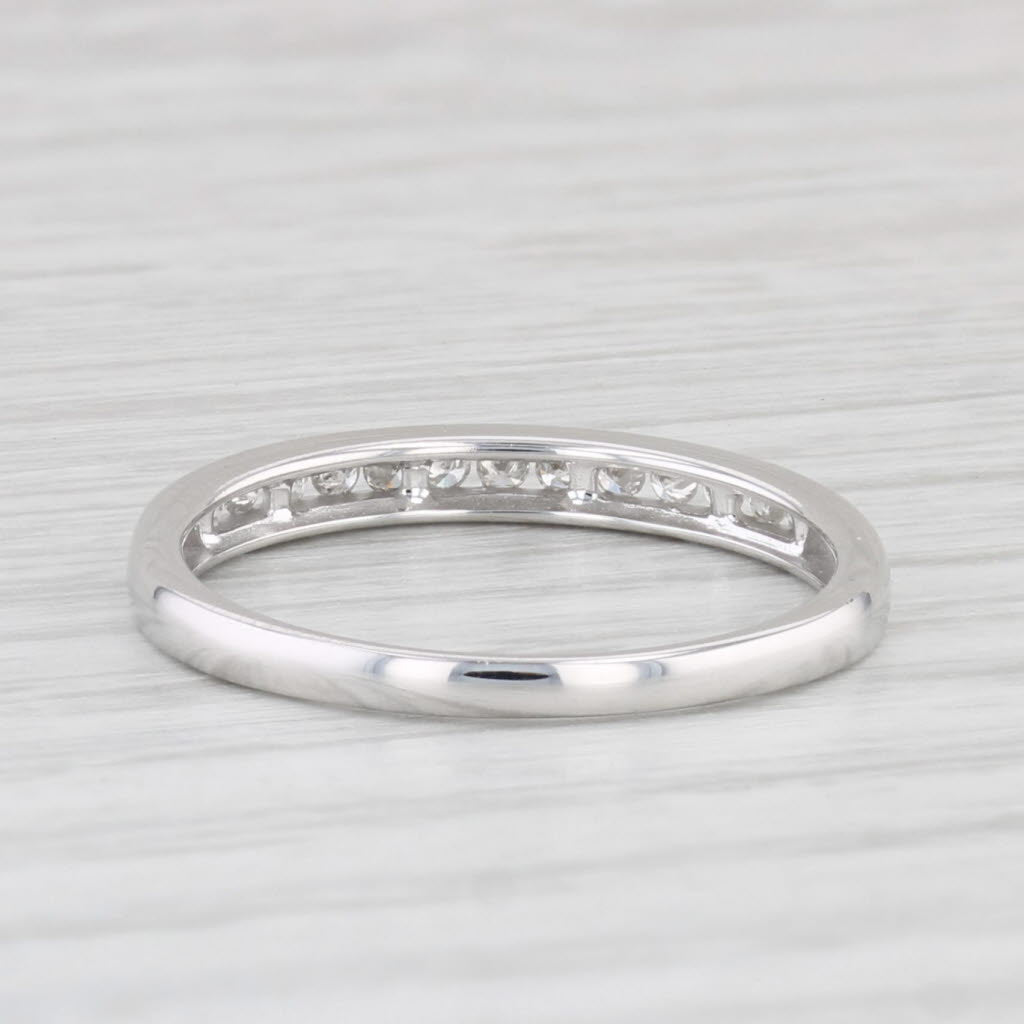 Light Gray 0.15ctw Diamond Wedding Band 10k White Gold Size 6.75 Stackable Ring