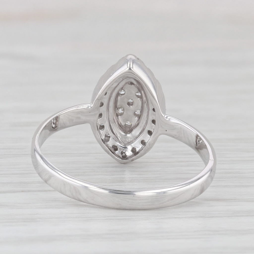 Light Gray 0.23ctw Pave Diamond Cluster Halo Ring 10k White Gold Size 6.75