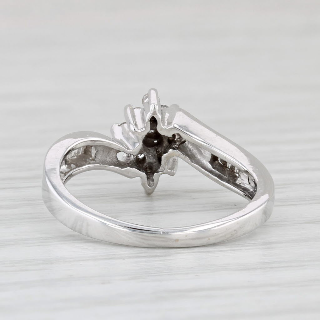 Light Gray 0.20ctw Diamond Cluster Ring 10k White Gold Size 5 Bypass Engagement