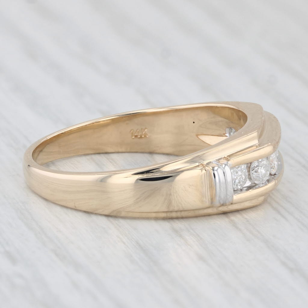 Light Gray 0.35ctw Diamond Men's Wedding Band 14k Yellow Gold Size 11 Ring