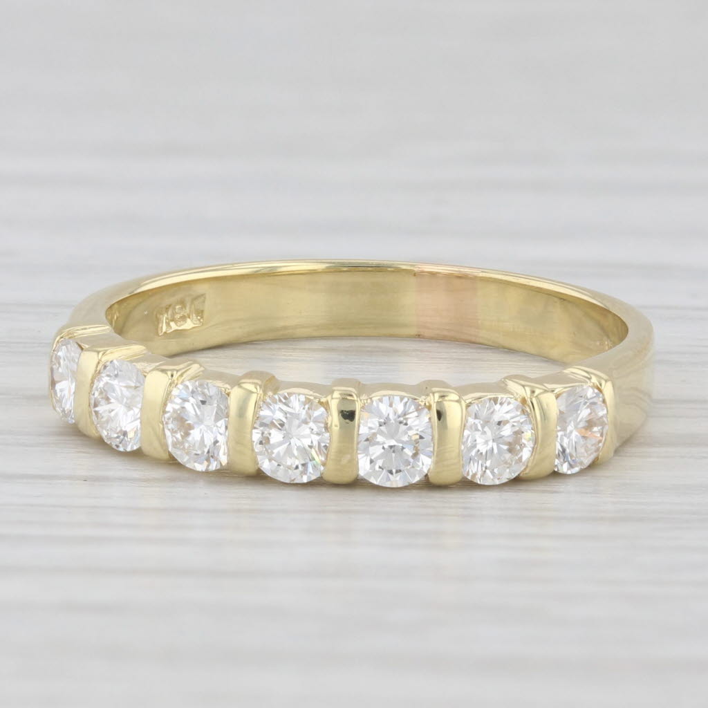 Light Gray 0.75ctw Diamond Wedding Band 18k Yellow Gold Stackable Anniversary Ring Sz 7.25