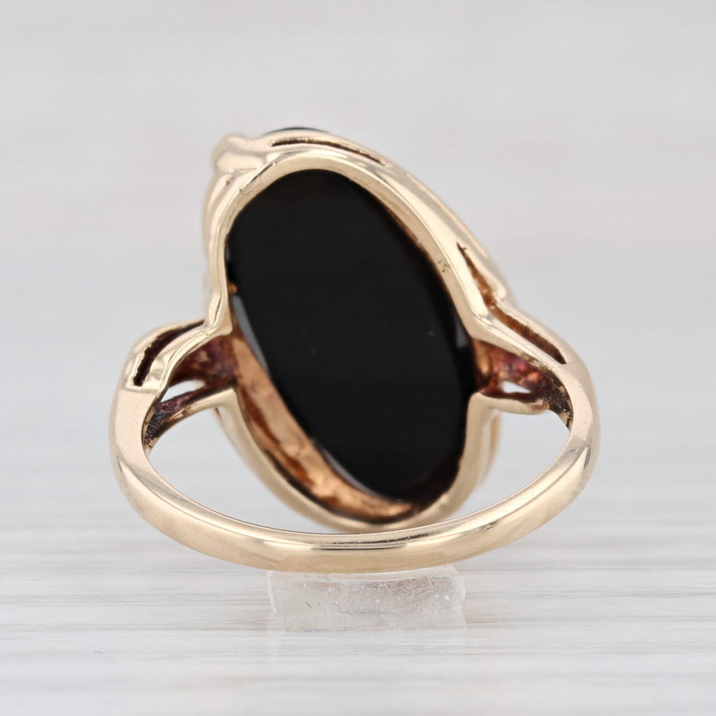 Onyx Oval Solitaire Ring 10k Yellow Gold Size 7 Bypass