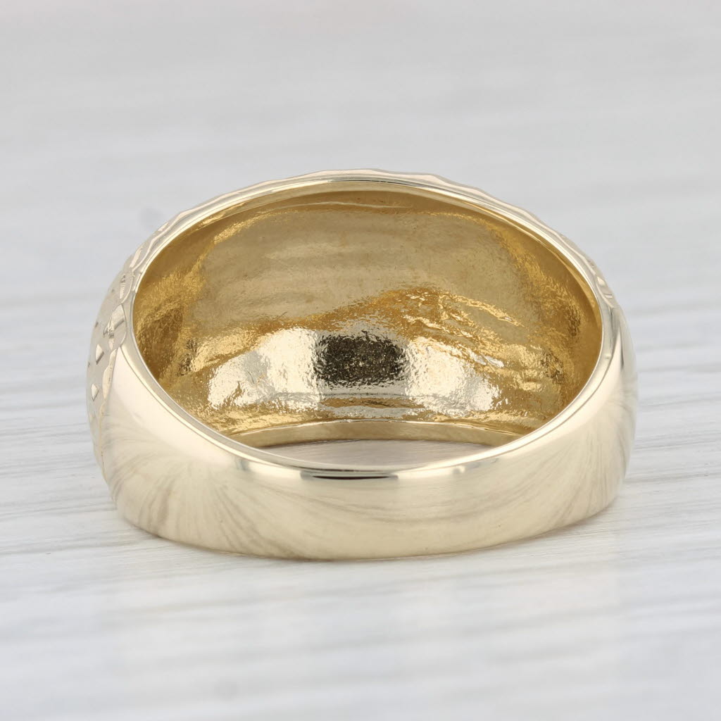 Light Gray Domed Hammered Ring 14k Yellow Gold Size 9.25