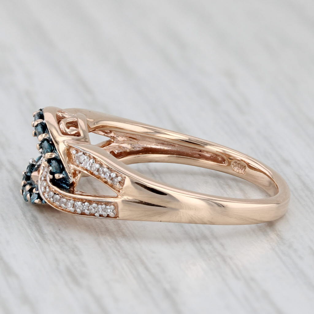 Light Gray 0.26ctw Blue White Diamond Knot Ring 10k Rose Gold Size 6.75