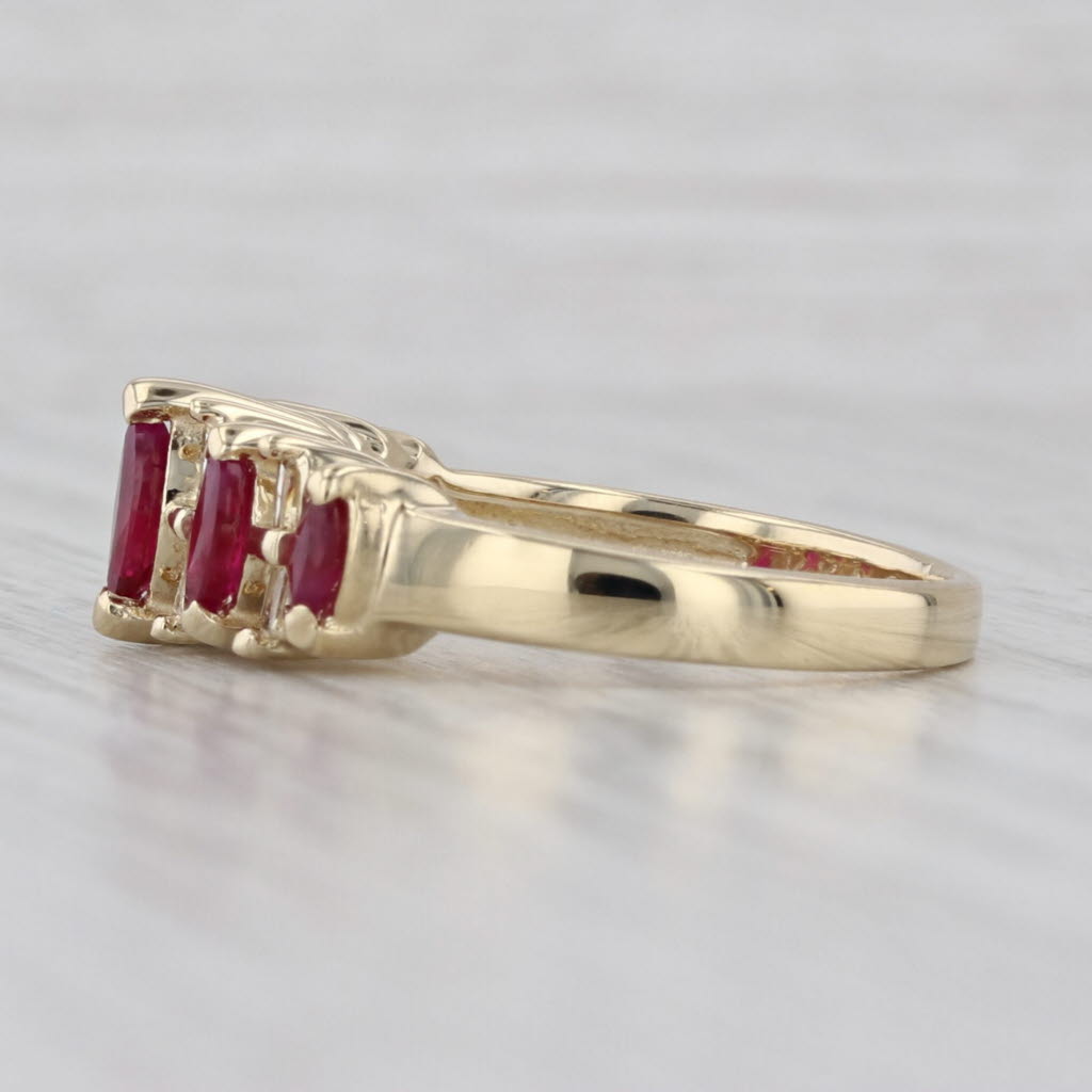 Gray 1ctw Ruby Diamond Pyramid Rooftop Ring 14k Yellow Gold Size 6.75