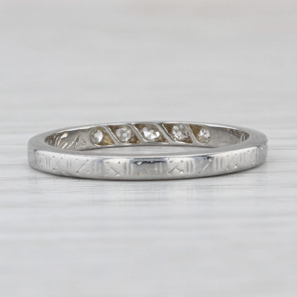 Antique Belais Diamond Wedding Band 18k White Gold Size 6 Stackable Ring