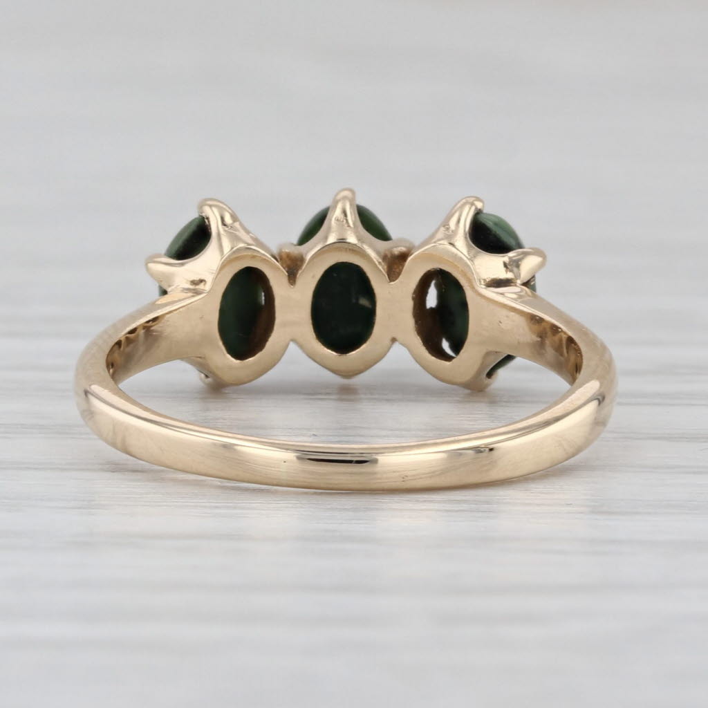 Vintage Green Turquoise Faustite 3-Stone Ring 14k Yellow Gold Size 5.75