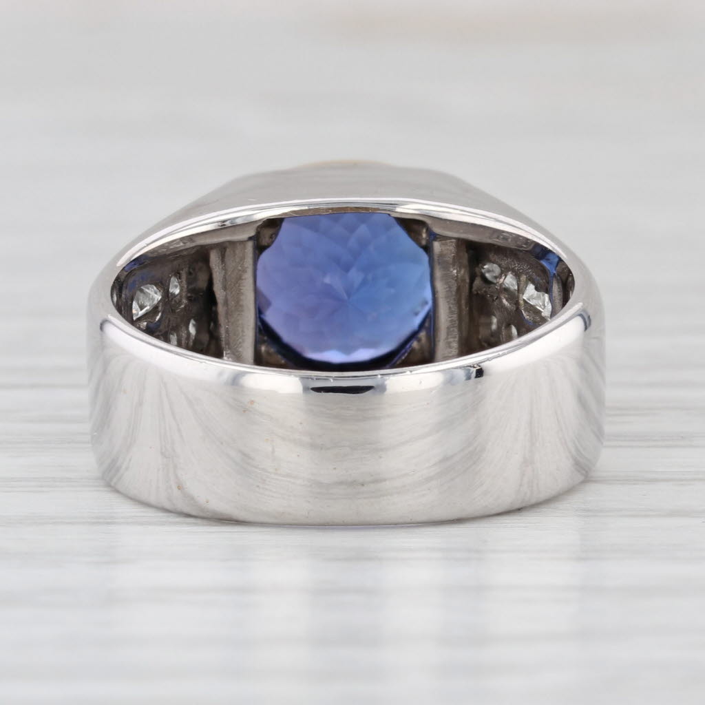 4.18ctw Tanzanite Diamond Men's Ring 14k White Yellow Gold Size 8.5