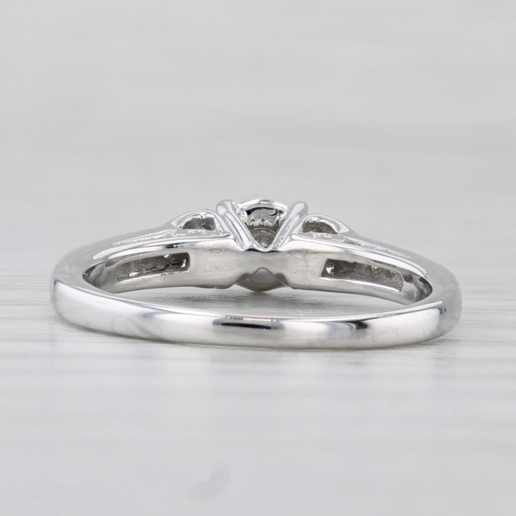 Light Gray 0.11ctw Diamond Engagement Ring 10k White Gold Size 6.5 Cathedral Band