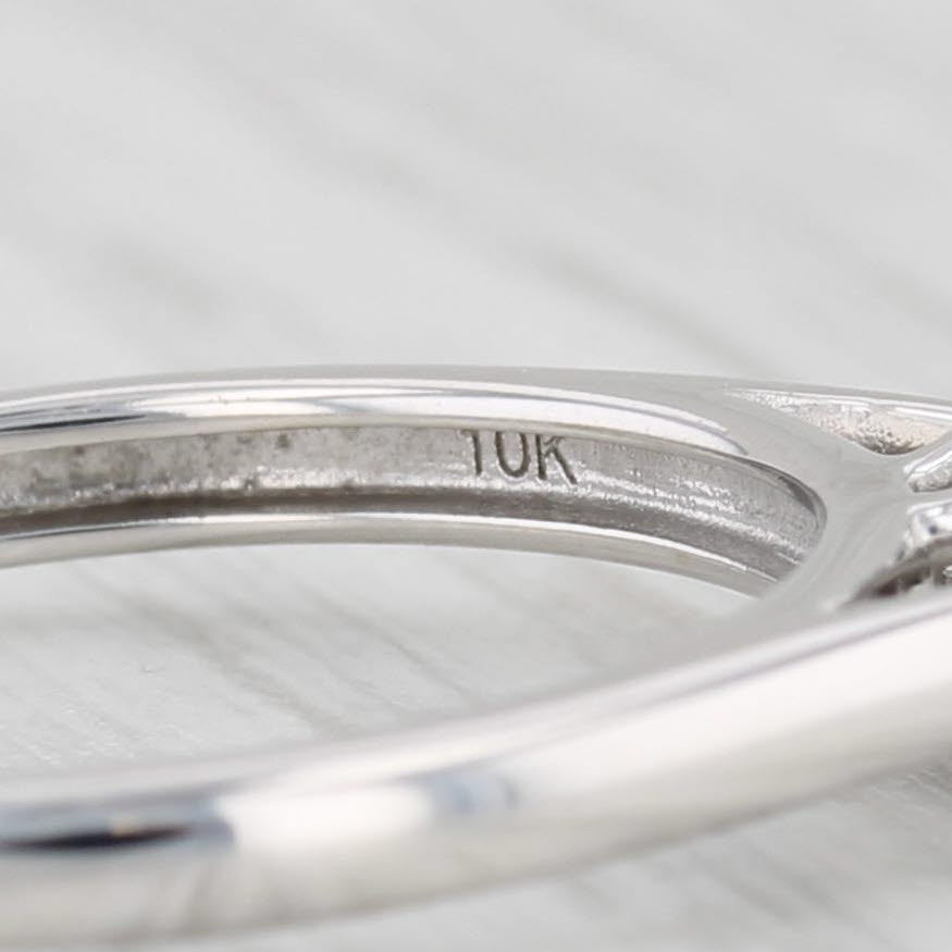 Light Gray 0.16ctw Round Diamond Solitaire Engagement Ring 10k White Gold Size 7