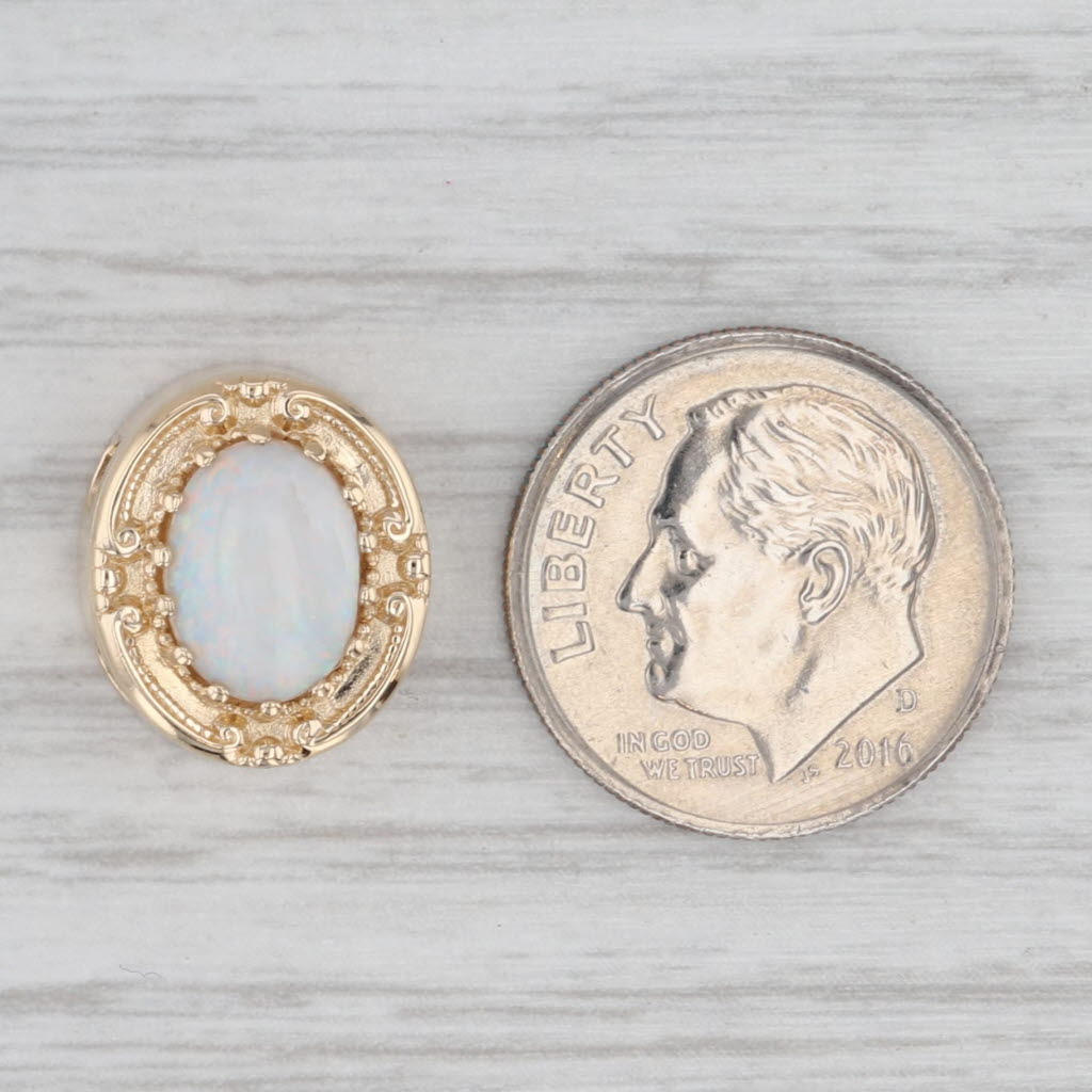 Opal Oval Cabochon Solitaire Slide Bracelet Charm 14k Yellow Gold Vintage