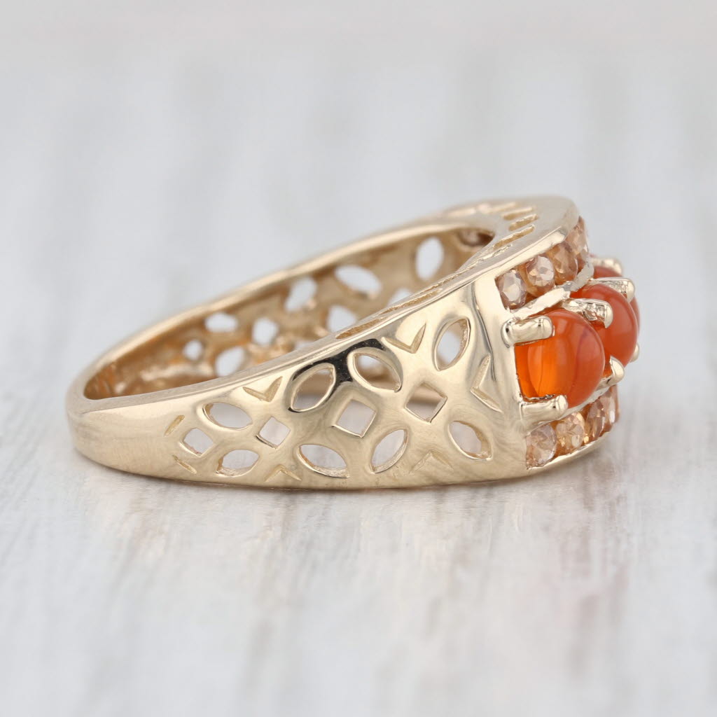 Orange Carnelian 5-Stone Ring 14k Yellow Gold Size 7