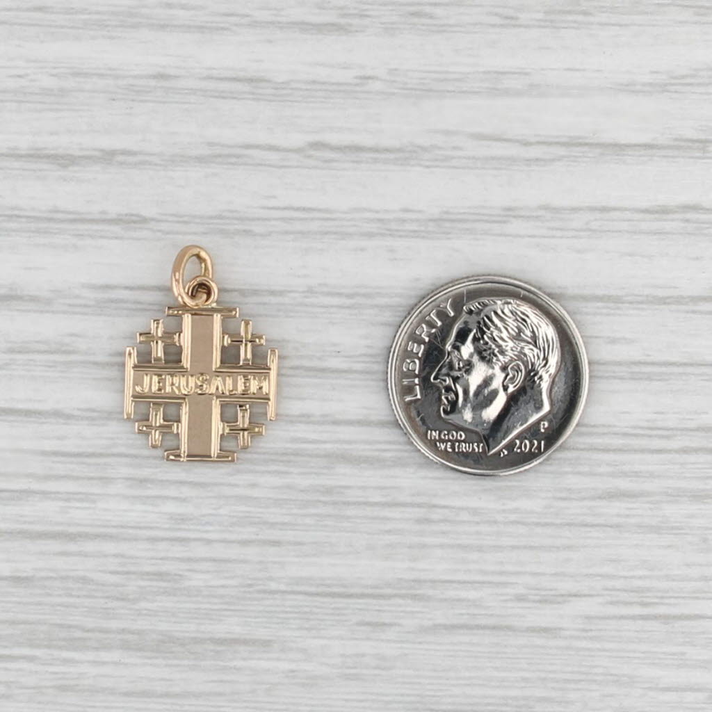 Cross of Jerusalem Pendant 18k Yellow Gold Charm Egyptian Hallmarks