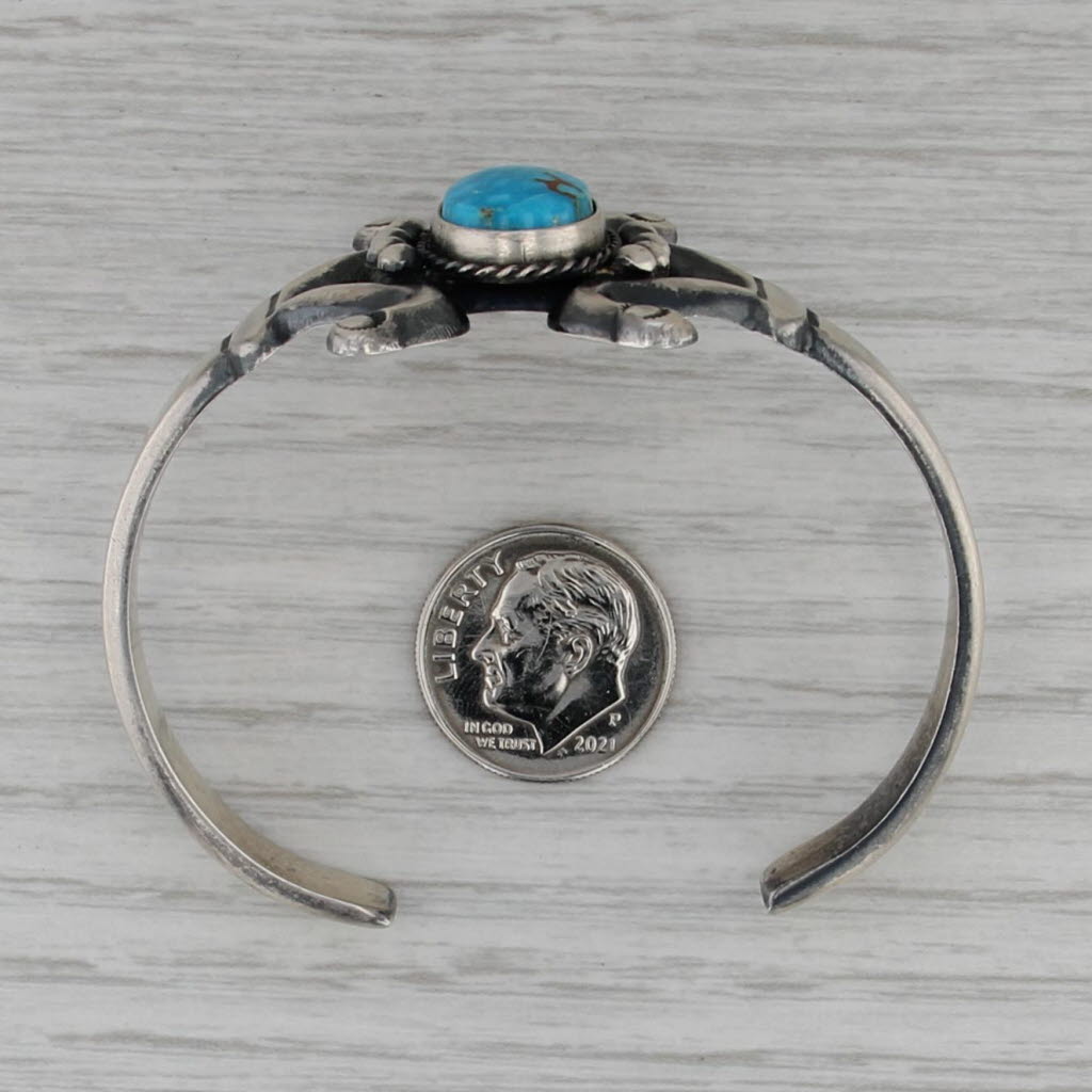 Vintage Native American Turquoise Cuff Bracelet Sterling Silver Navajo Bitsui
