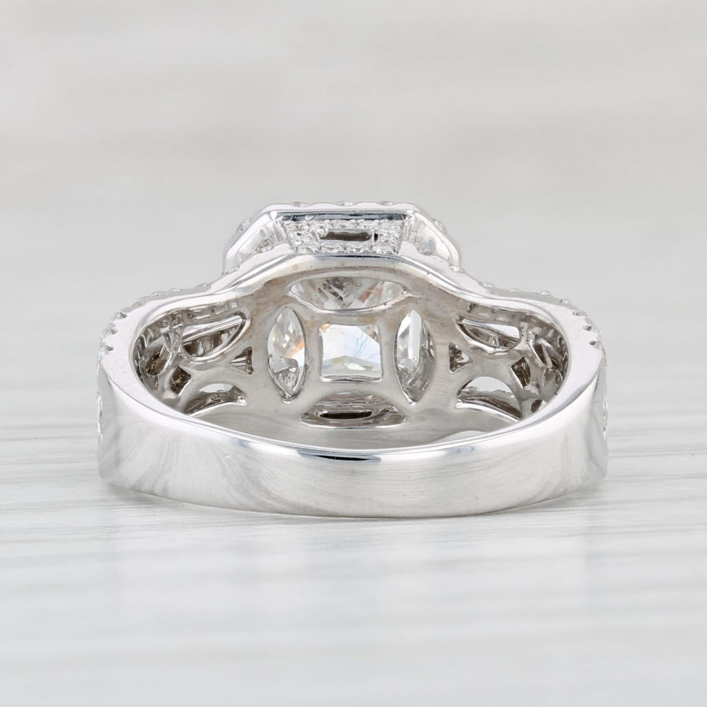 Light Gray 2.21ctw Diamond Engagement Ring Princess Halo Bridal Set 18k White Gold Size 6