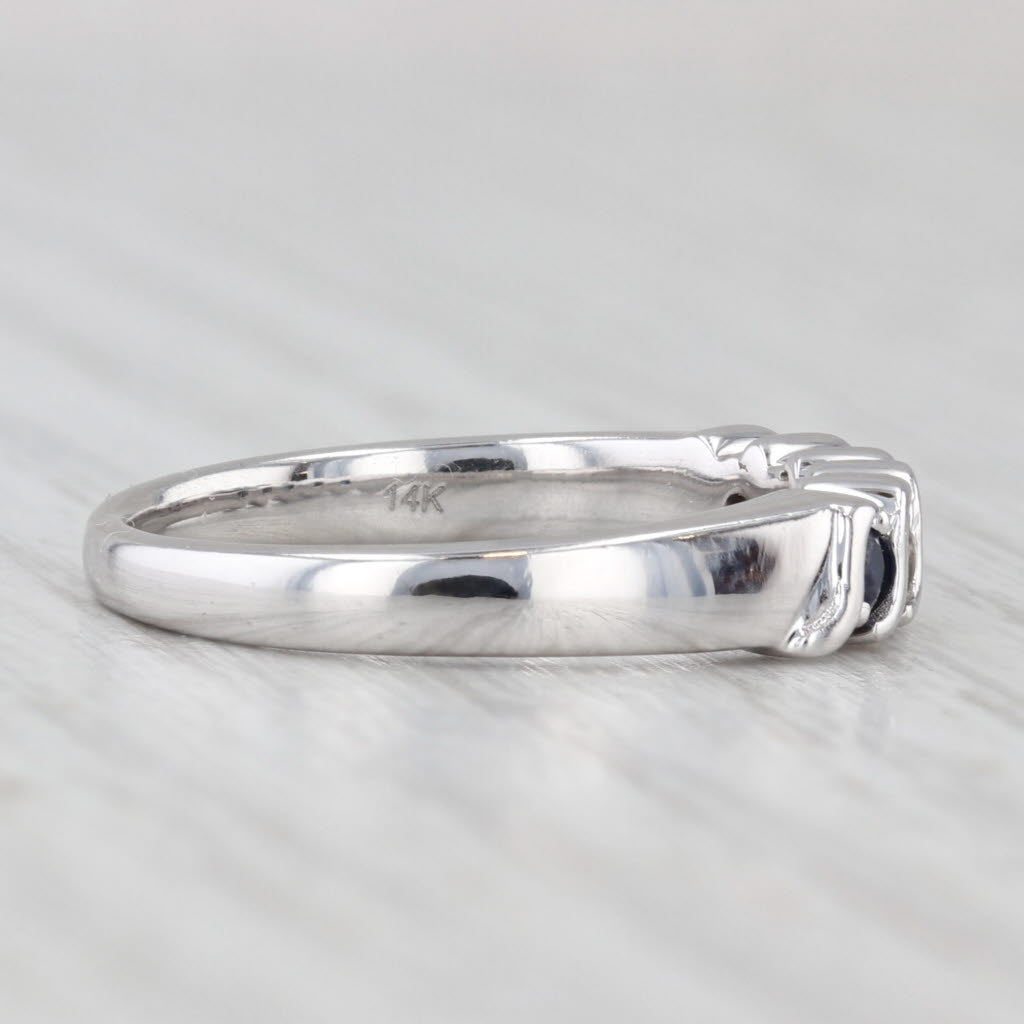 0.27ctw Blue Sapphire Diamond Ring 14k White Gold Stackable Wedding Band Size 6