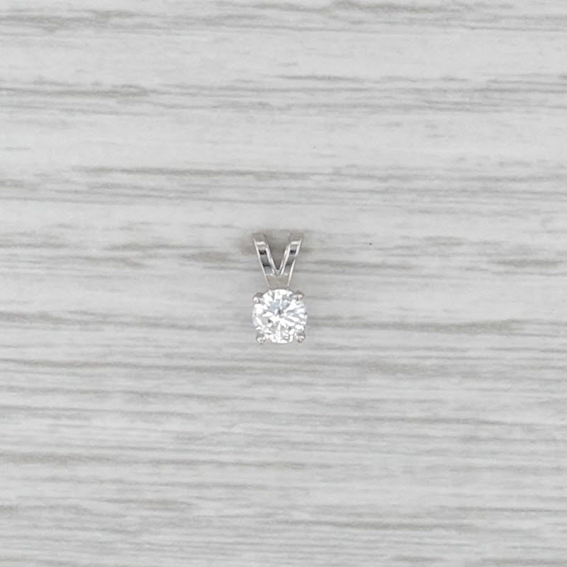 New 0.22ct Diamond Solitaire Pendant 14k White Gold 4 Prong Small Round Drop