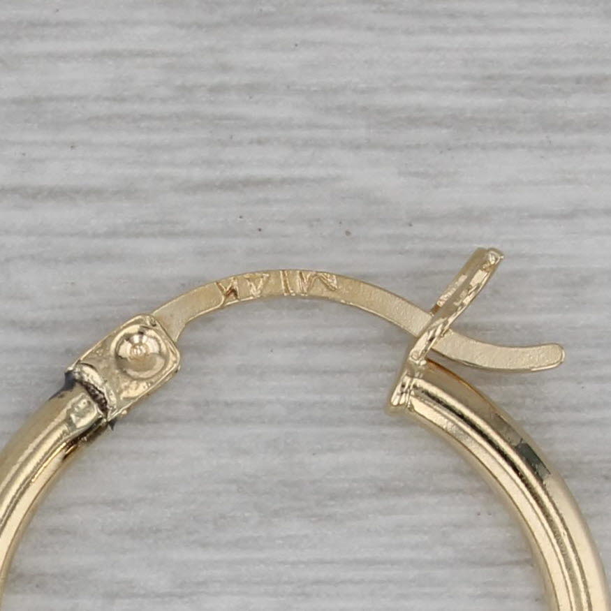Dark Gray Classic Hoop Earrings 14k Yellow Gold 20.5 x 2.1mm Snap Top Round Hoops