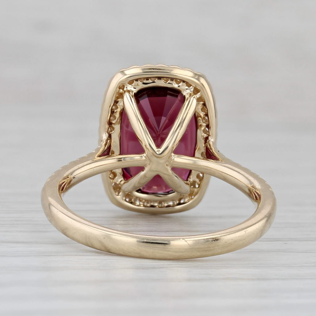 Gray 5.45ctw Rhodolite Garnet Diamond Halo Ring 14k Yellow Gold Size 6.5 Gem Zar
