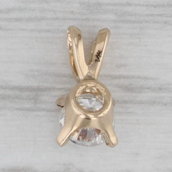 Gray 0.22ct Round Diamond Solitaire Pendant 14k Yellow Gold Small Drop