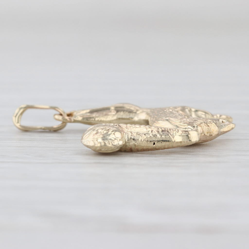 Hopping Rabbit Pendant 14k Yellow Gold 3D Charm Animal Jewelry