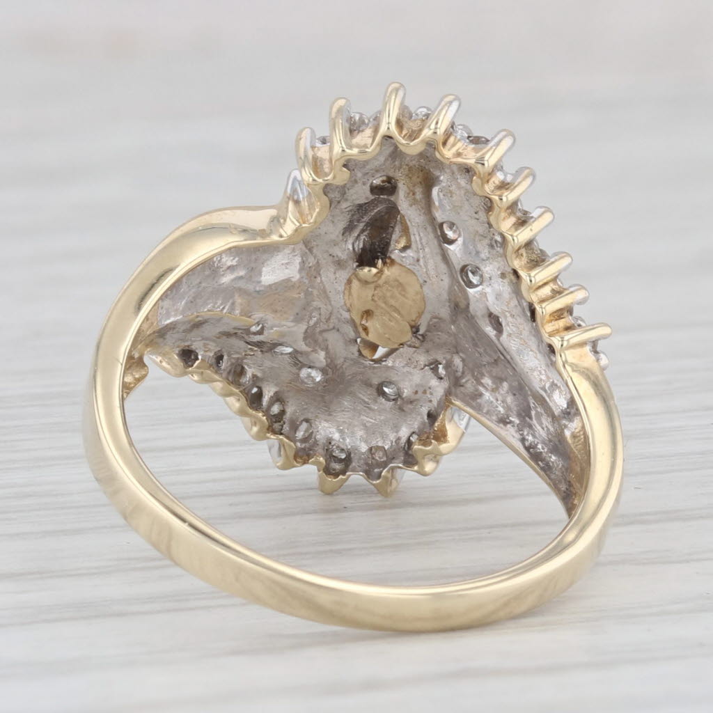 Light Gray 0.18ctw Diamond Bypass Ring 10k Yellow Gold Size 7