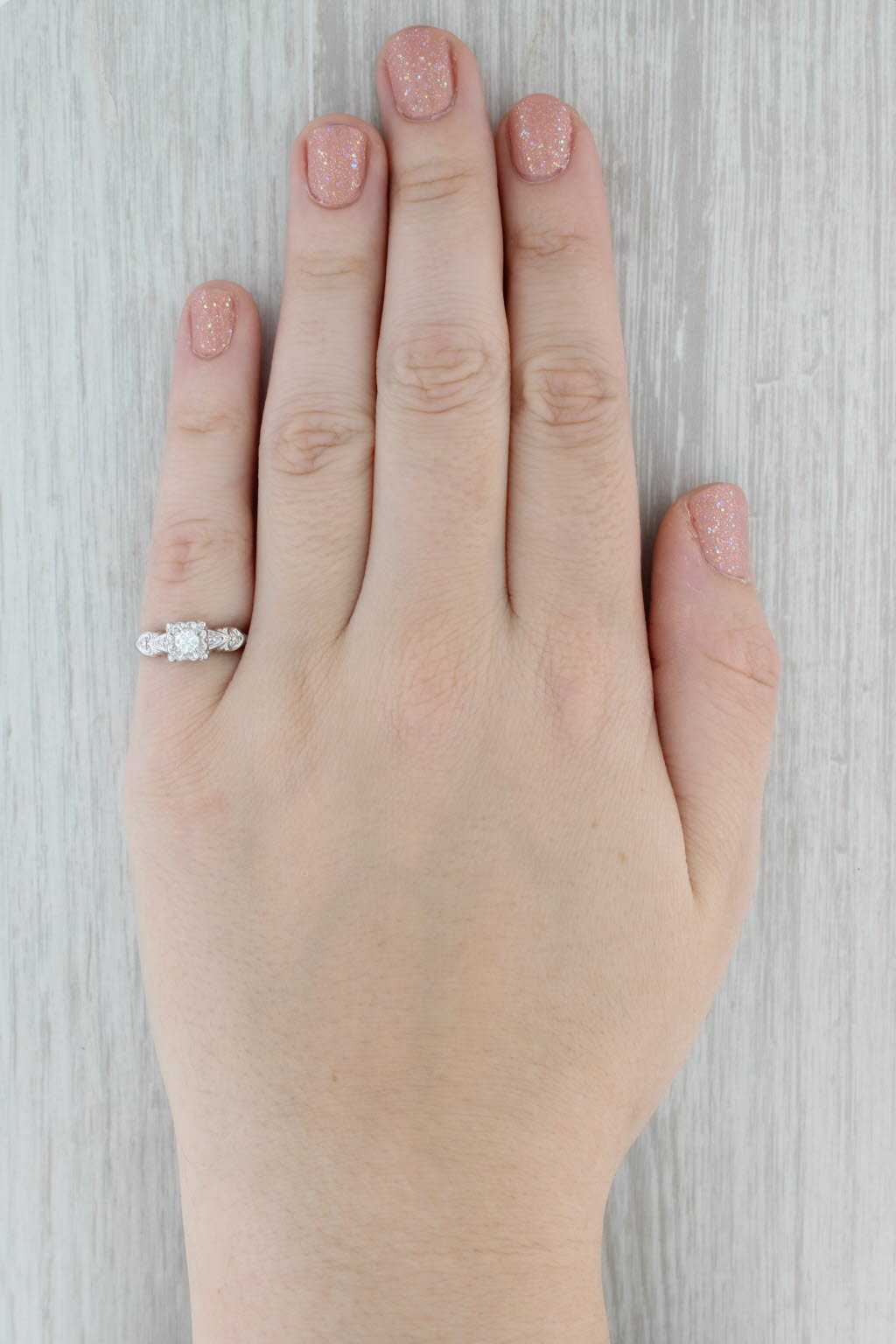 Gray Vintage 0.18ctw Diamond Engagement Ring 14k White Gold Size 5.75