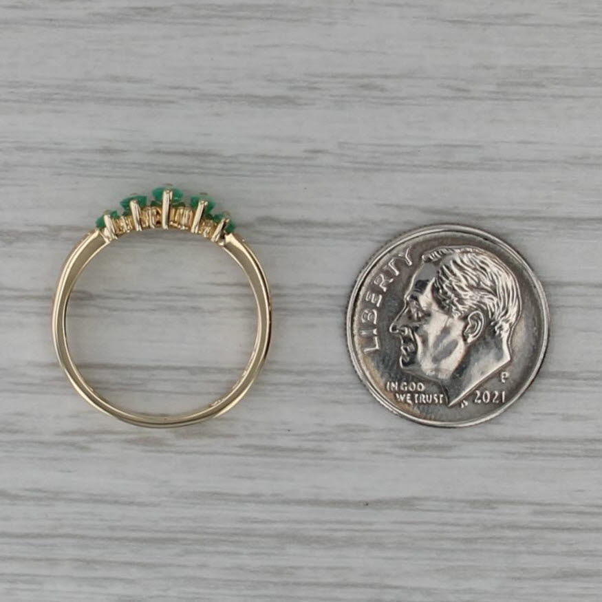 0.66ctw Emerald Diamond Ring 10k Yellow Gold Size 6 Tiered 5-Stone