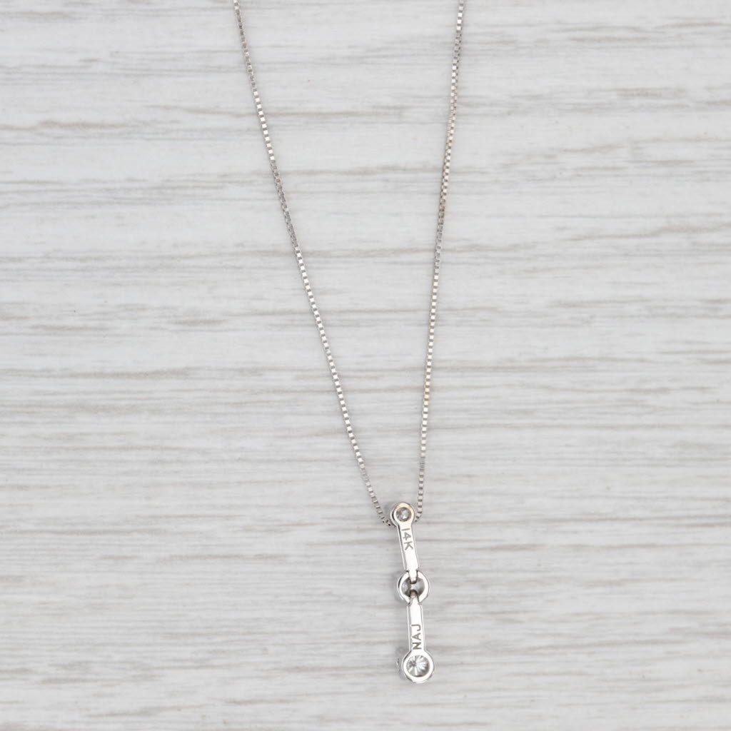 Light Gray 0.20ctw Diamond 3-Stone Journey Pendant Necklace 14k White Gold 17.5" Box Chain