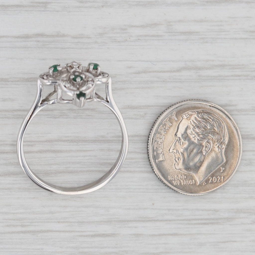 Gray 0.16ctw Emerald Diamond Ring 10k White Gold Size 8.25 Vintage