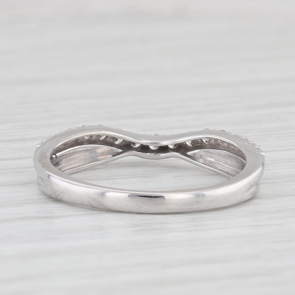 Light Gray 0.23ctw Diamond Wedding Band Guard Contoured V Size 7 10k White Gold