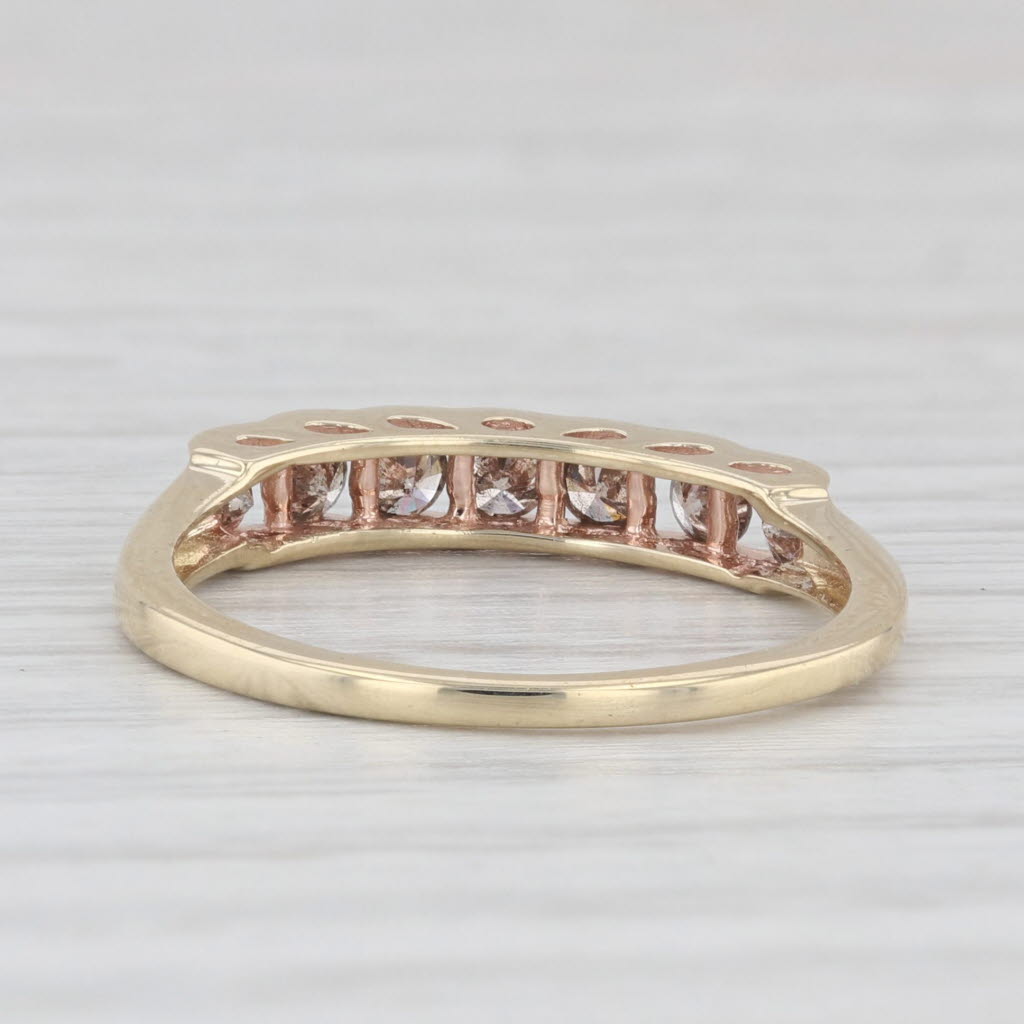 Light Gray 0.50ctw Diamond Wedding Band 10k Yellow Gold Sz 7.25 Stackable Anniversary Ring