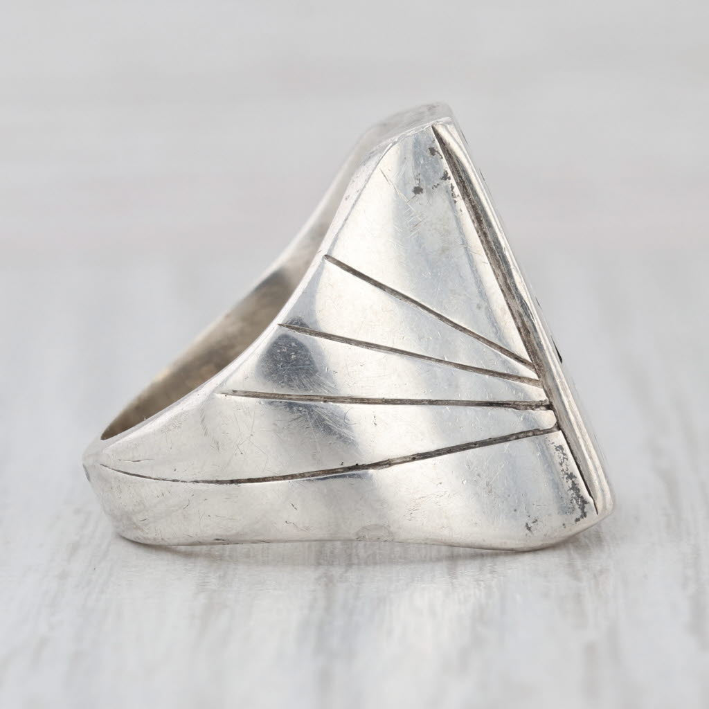 Kokopelli Large Signet Ring Sterling Silver Mitchel Sockyma Native American